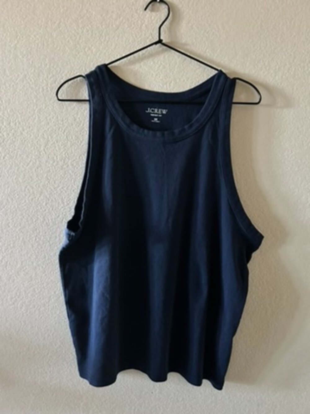 J. Crew Perfect-fit high-neck tank top in Navy 100% Cotton Stretch Natural Fiber